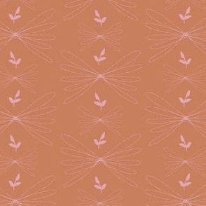 Abstract Butterflies and Leaves on Desert Orange Background