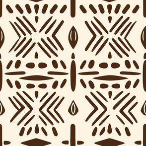 African Mali Angola Senegal Burkina Faso Mud cloth Style Pattern Cream Brown  