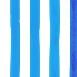 Vivid blue watercolor stripes. Large scale.