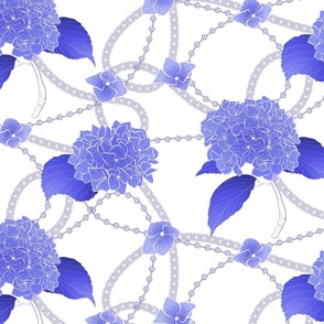 Hydrangea decorated with beads. Hydrangea in shades of indigo collection.