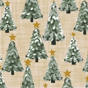 Christmas trees on Pink and Gold Burlap