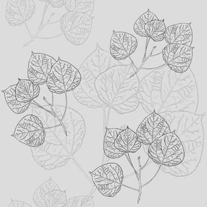 Aspen Leaves - Line Art on Grey