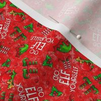 Small Scale Go Elf Yourself Funny Holiday Humor in Red