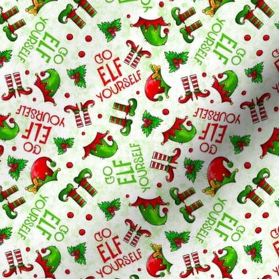 Small-Medium Scale Go Elf Yourself Funny Holiday Humor in Red and Green