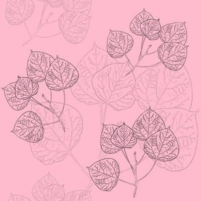 Aspen Leaves - Line Art  on Pink