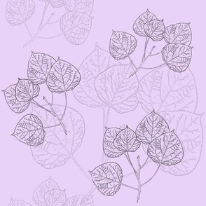 Aspen Leaves - Line Art  on Lavender
