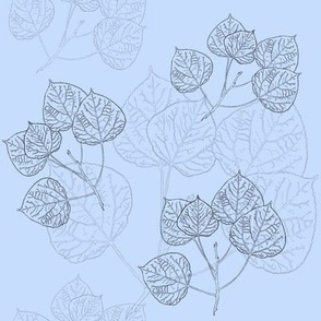 Aspen Leaves - Line Art  on Light Blue