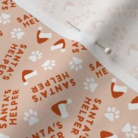 (small scale) Santa's Helper - Paw Prints - Dog Christmas Fabric - pink - LAD23
