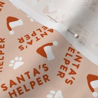 Santa's Helper - Paw Prints - Dog Christmas Fabric - pink - LAD23