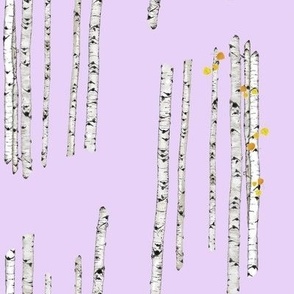 Aspen Trees - Full Color and Line Art on Lavender