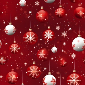 Red & White Christmas Ornaments on White - large