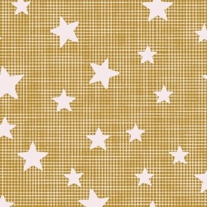 Pale pink stars on Gold and Pink Burlap