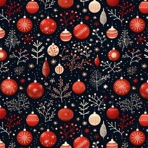 Red, Cream Christmas Ornaments & Foliage - small