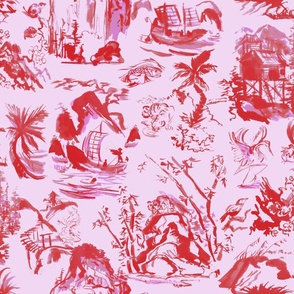 John's Toile Valentine Red and Iris copy