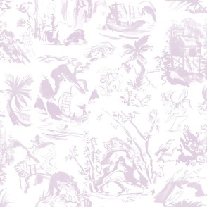 John's Toile Lilac on White