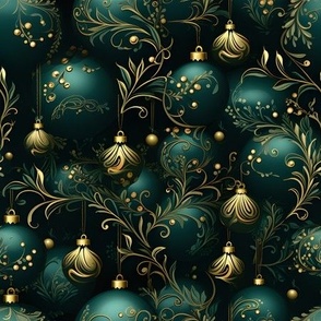 Green & Gold Christmas Ornaments - medium