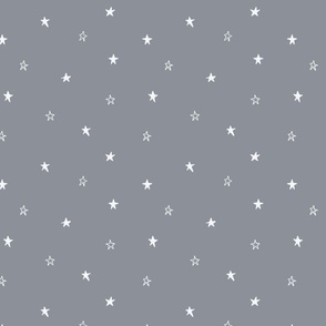 Festive ice blue stars on silver grey