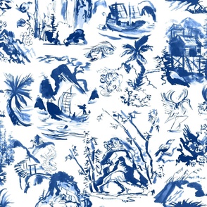 John's Toile Blues on White