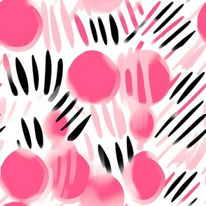 Pink, Black & White Abstract - large