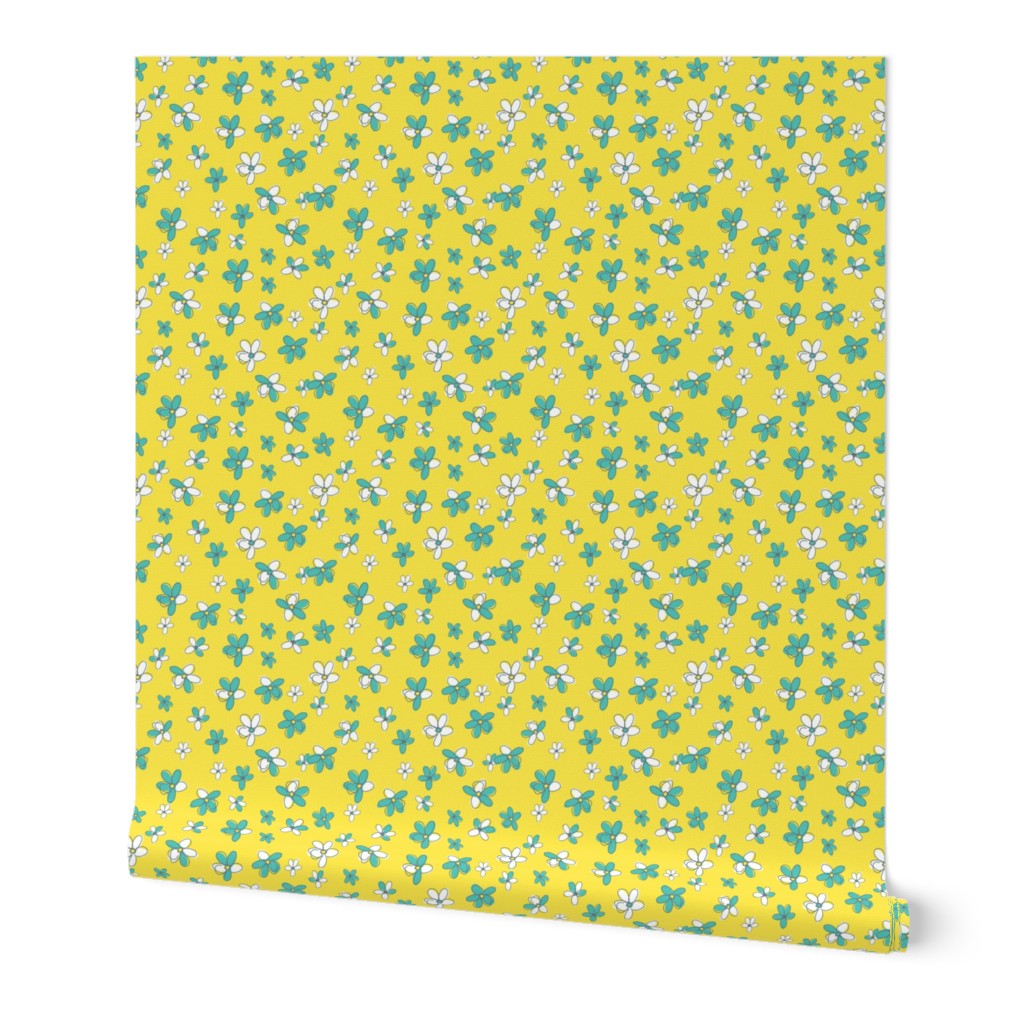 Sunny Flight Polka-Dots  Cute Doodled Daisies