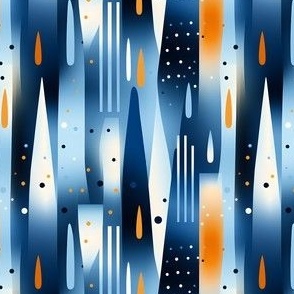 Blue, Orange & White Abstract - small