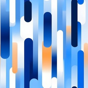 Blue, Orange & White Thick Lines - medium