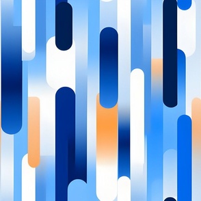Blue, Orange & White Thick Lines - large