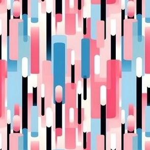 Pink, Blue & Black Abstract - small
