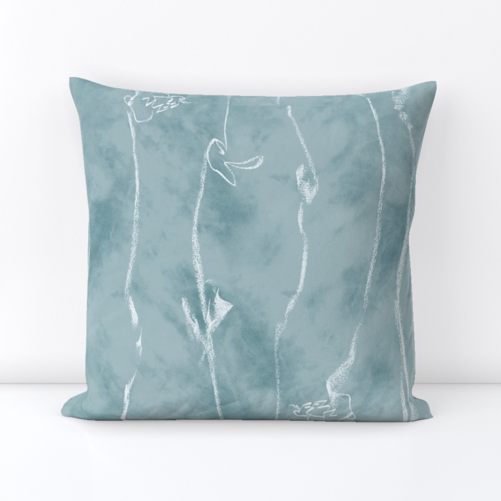 Chambray White Vine Stripe, Joyful Expressionist Drawing