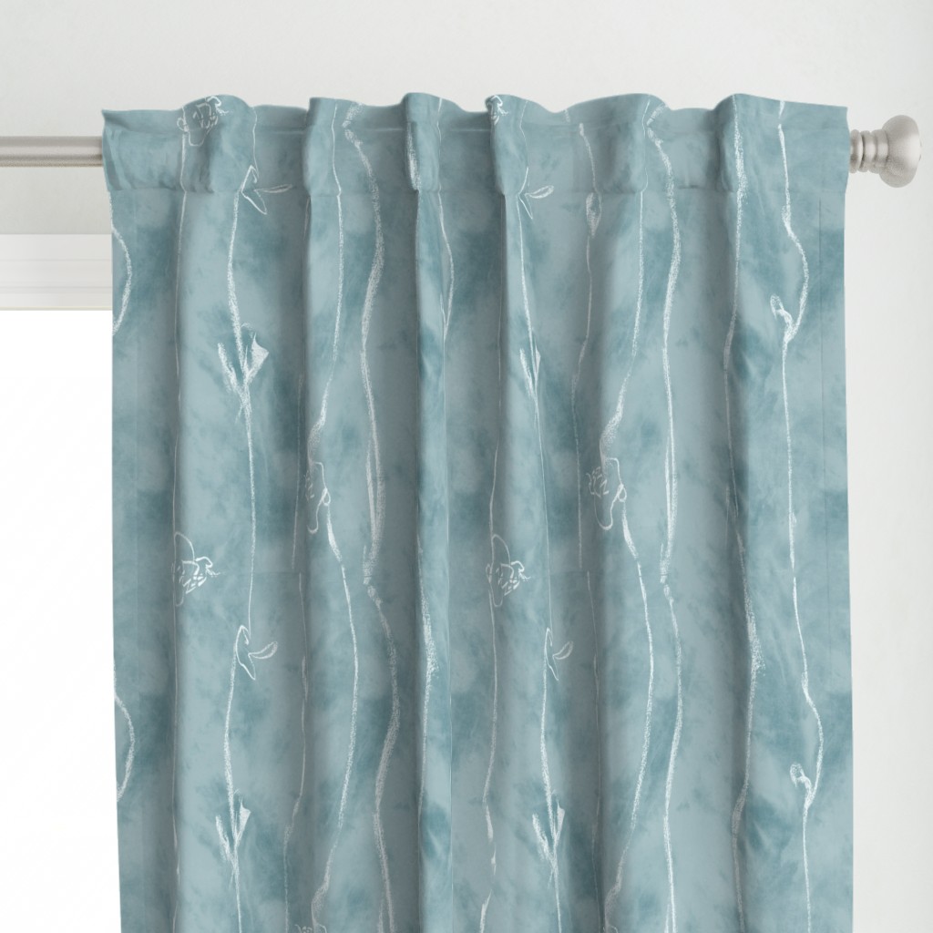 Chambray White Vine Stripe, Joyful Expressionist Drawing