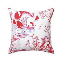 John's Toile Red_ pink and blue