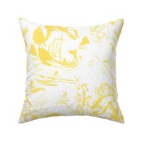 John's Toile Bold Yellow on White