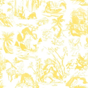 John's Toile Bold Yellow on White