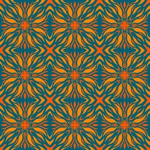 Starburst in Gold and Teal and Orange by harmonyandpeace