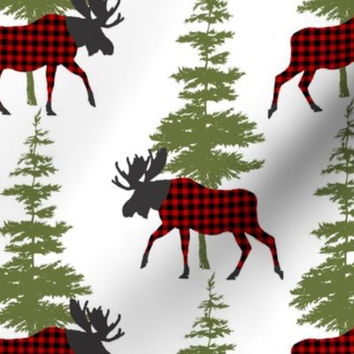 Plaid Clad Moose with Trees