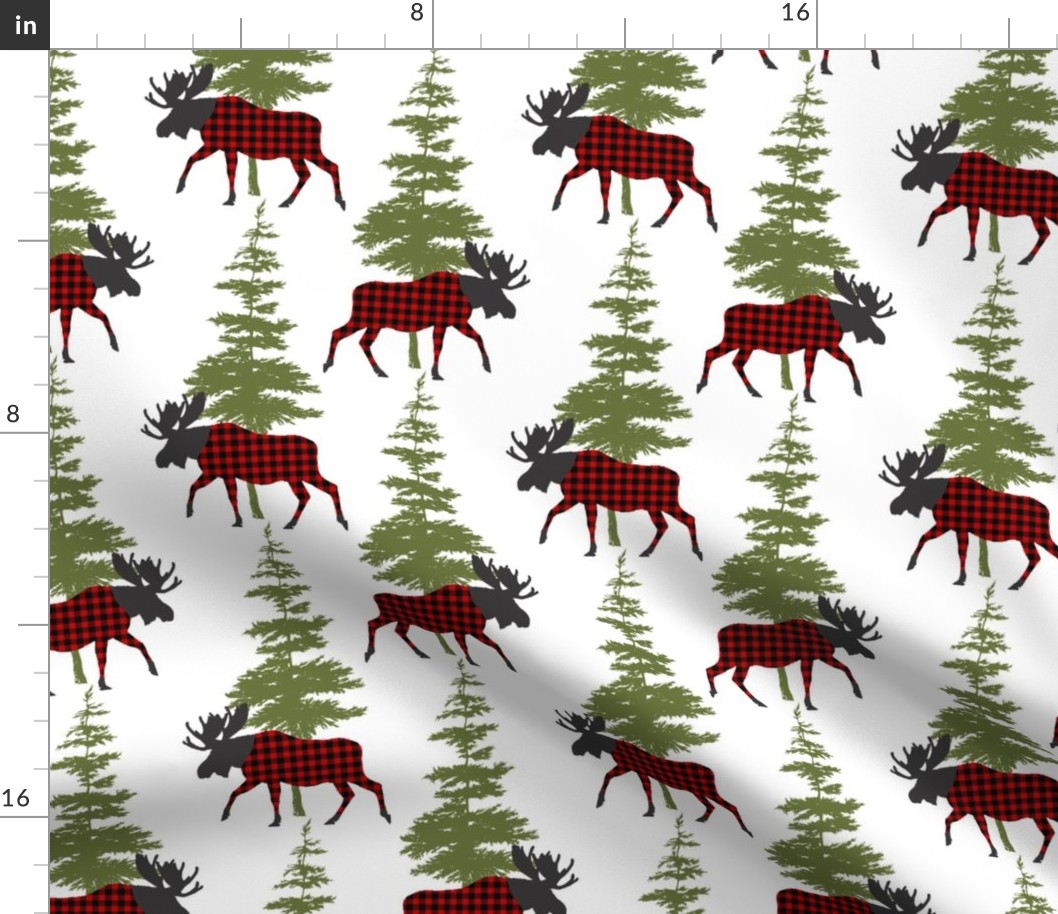Plaid Clad Moose with Trees