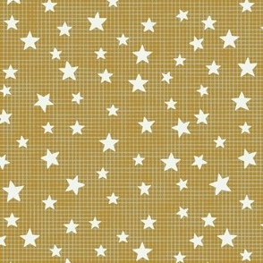 Pale Stars on Gold and Green Burlap