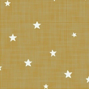 Scattered stars on gold and green burlap