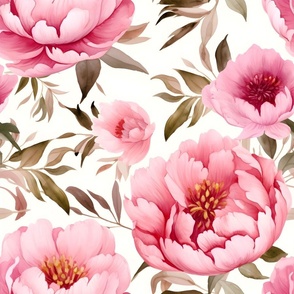 Watercolor Peonies / Large Scale