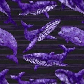 Textured Dark Violet Whales | Dark striped background