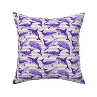 Textured Dark Violet Whales | Light striped background