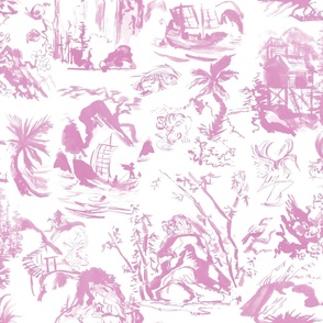 John's Toile Orchid on White