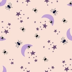 purple moon and black spiders