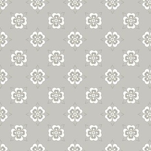 French country simple geometric floral pattern in warm soft grey tones