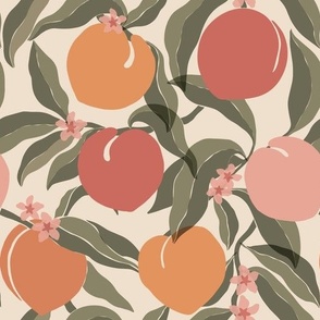 abstract peaches on crisp linen