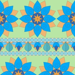 Egg pattern in green, blue, and orange