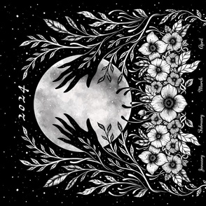 2024 Luna Calendar-Moon Flower Wall Hanguing