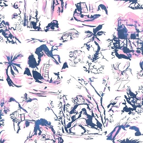 John's Toile Navy and Pinks