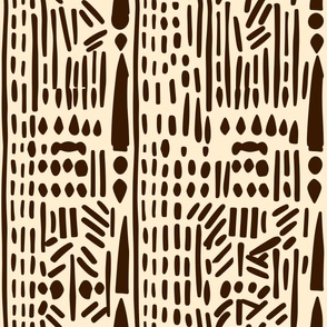 West Africa Senegal Mali Angola Burkina Faso Cultural Mud cloth Style Pattern Cream Tan Brown  