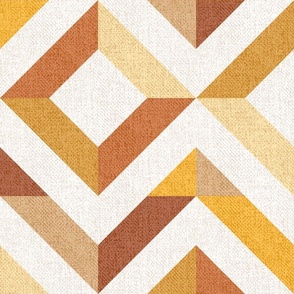 Checker Mirror Chevron Tangerine And Pumpkin Orange (Large Scale)